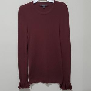 ❤ANN TAYLOR 100% MARINO WOOL TOP W/ RUFFLE WRIST